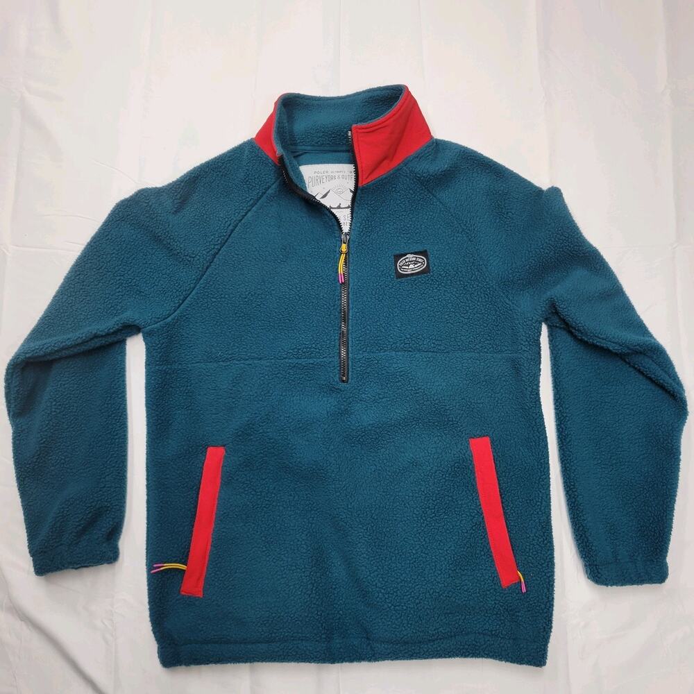 Poler Camp Sherpa Men's Small Anorak 1/4 Zip PullOver Color Vaurnet Comfort Warm